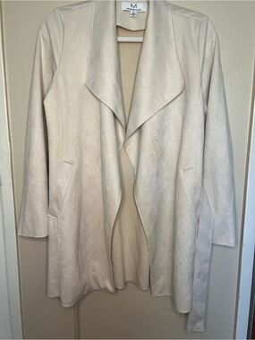 Magaschoni Cream Draped Open-Front Trench Coat